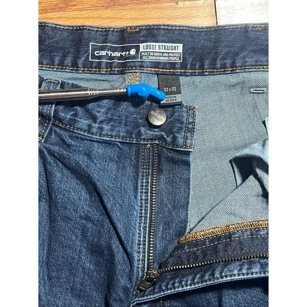 Carhartt Men’s Loose Straight Double Knee Dungaree Jeans 32x32